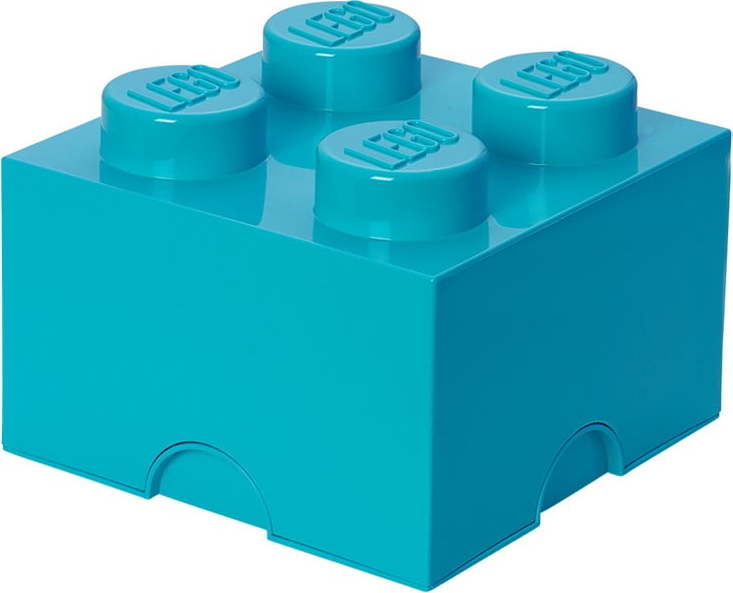 Azurově modrý úložný box čtverec LEGO® LEGO