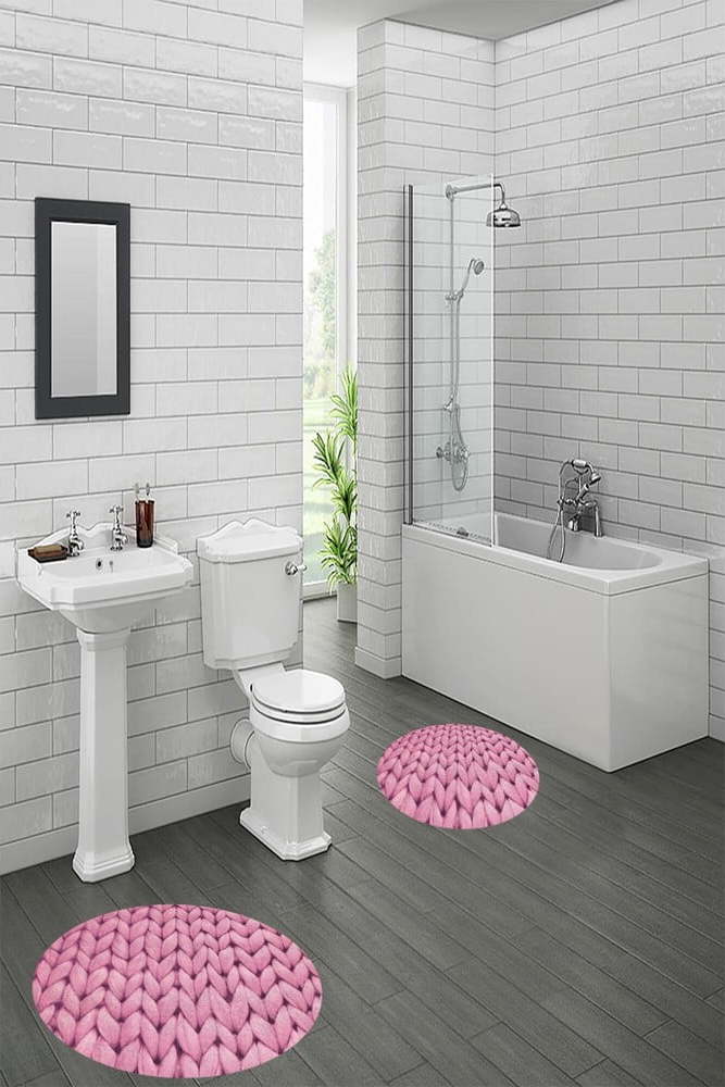 Růžové koupelnové předložky v sadě 2 ks ø 60 cm – Mila Home Mila Home