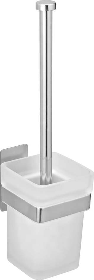 Samodržící skleněná WC štětka v leskle stříbrné barvě Genova – Wenko WENKO