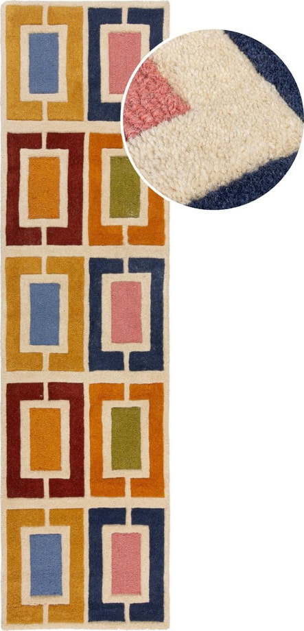 Ručně tkaný vlněný běhoun 60x230 cm Retro Blocks – Flair Rugs Flair Rugs