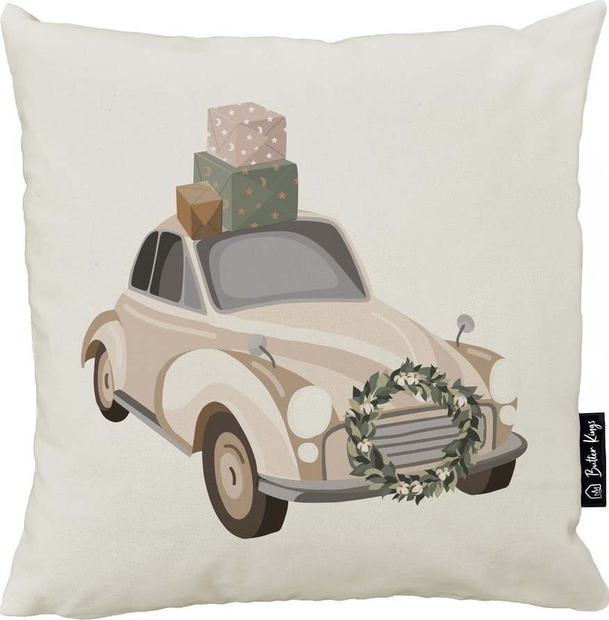 Povlak na polštář s vánočním motivem 45x45 cm Festive Car – Butter Kings Butter Kings